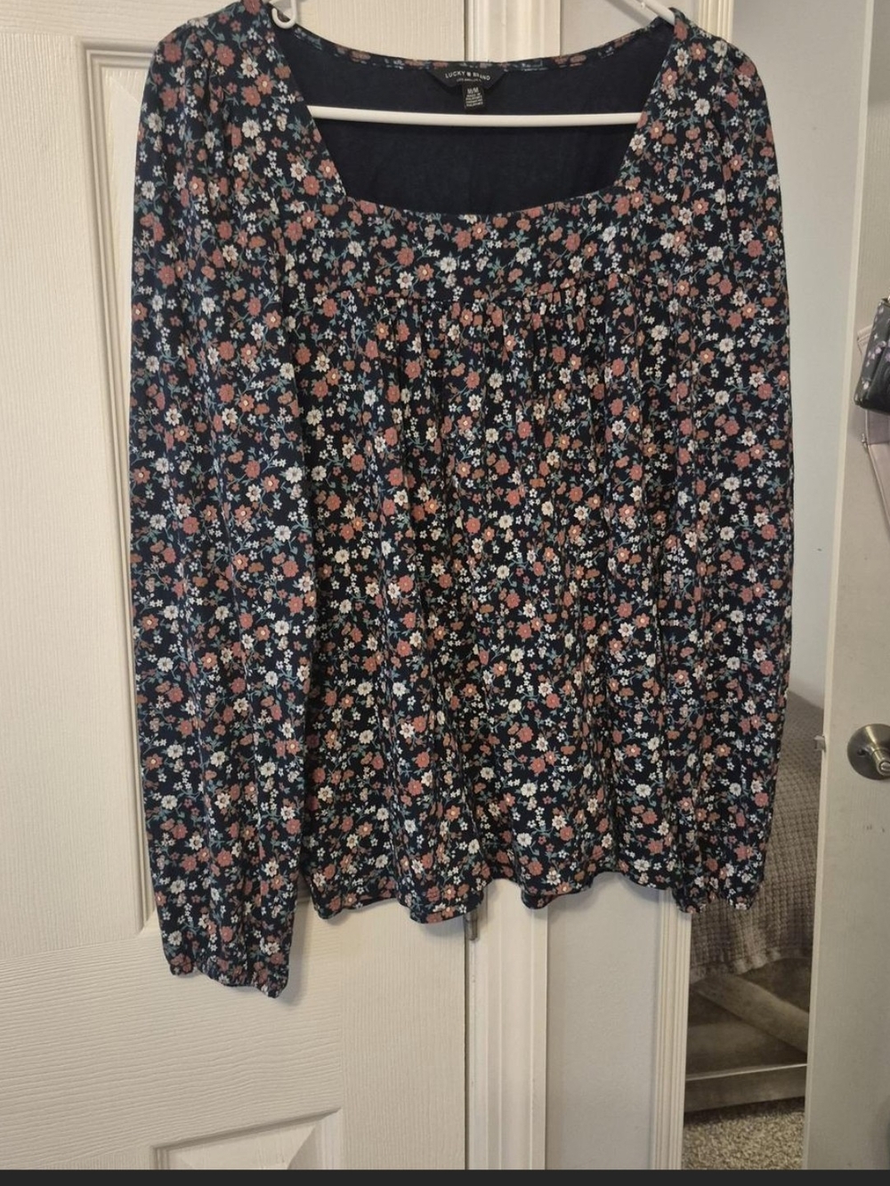 Lucky Brand Navy Floral Scoop-Neck Long Sleeve Tunic
